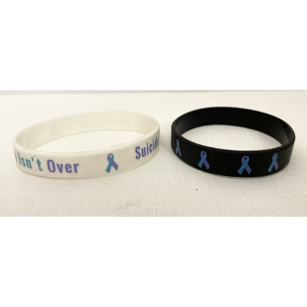 (2) Lot Suicide Awareness Prevention Teal White Purple Black Silicone Bracelet